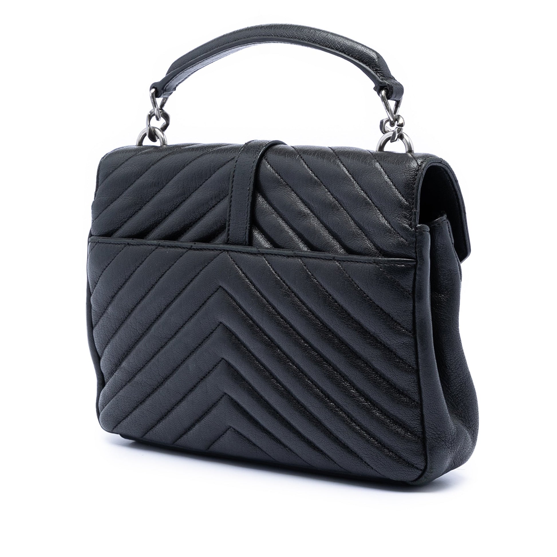Saint Laurent Medium Chevron Sheepskin Monogram College Satchel