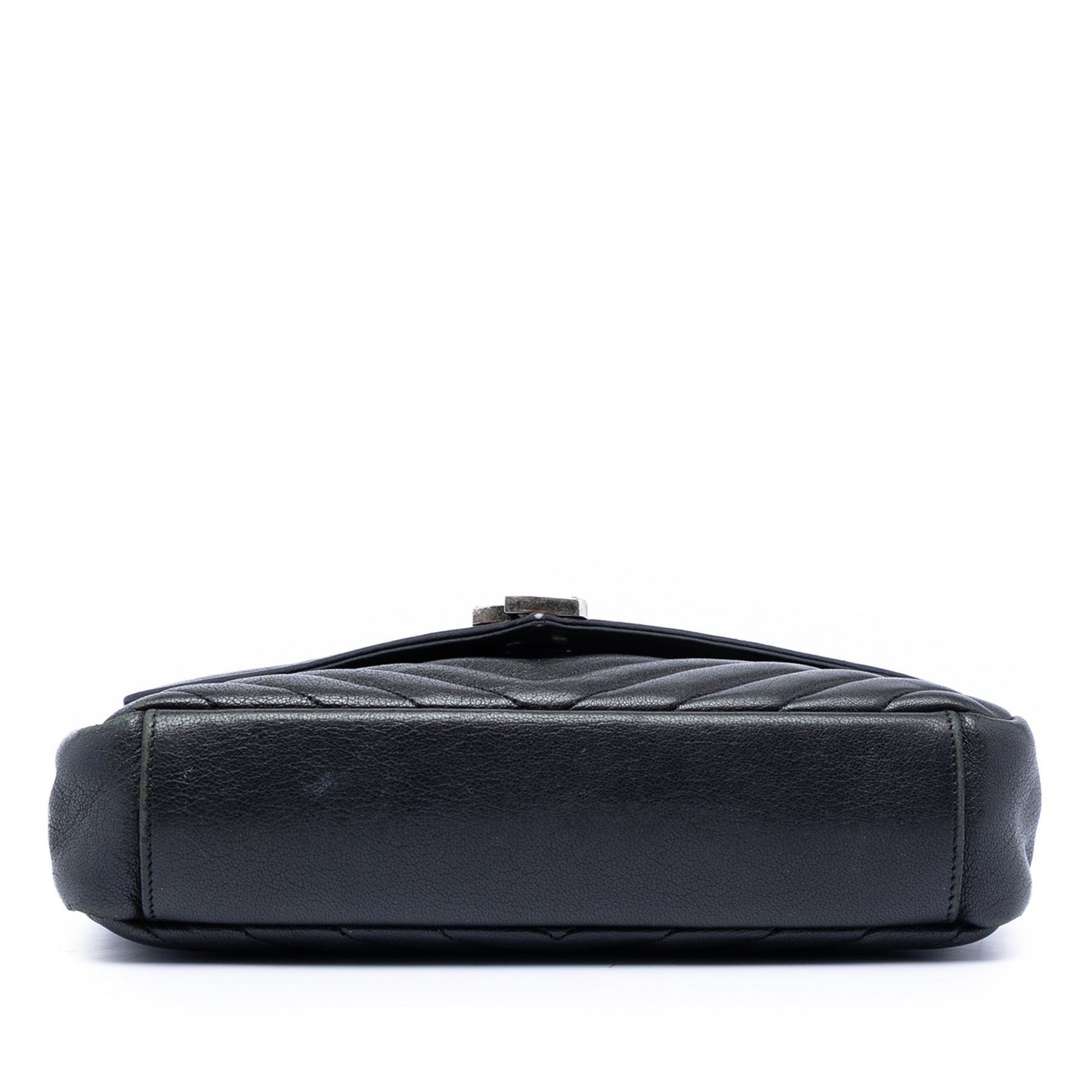 Saint Laurent Medium Chevron Sheepskin Monogram College Satchel