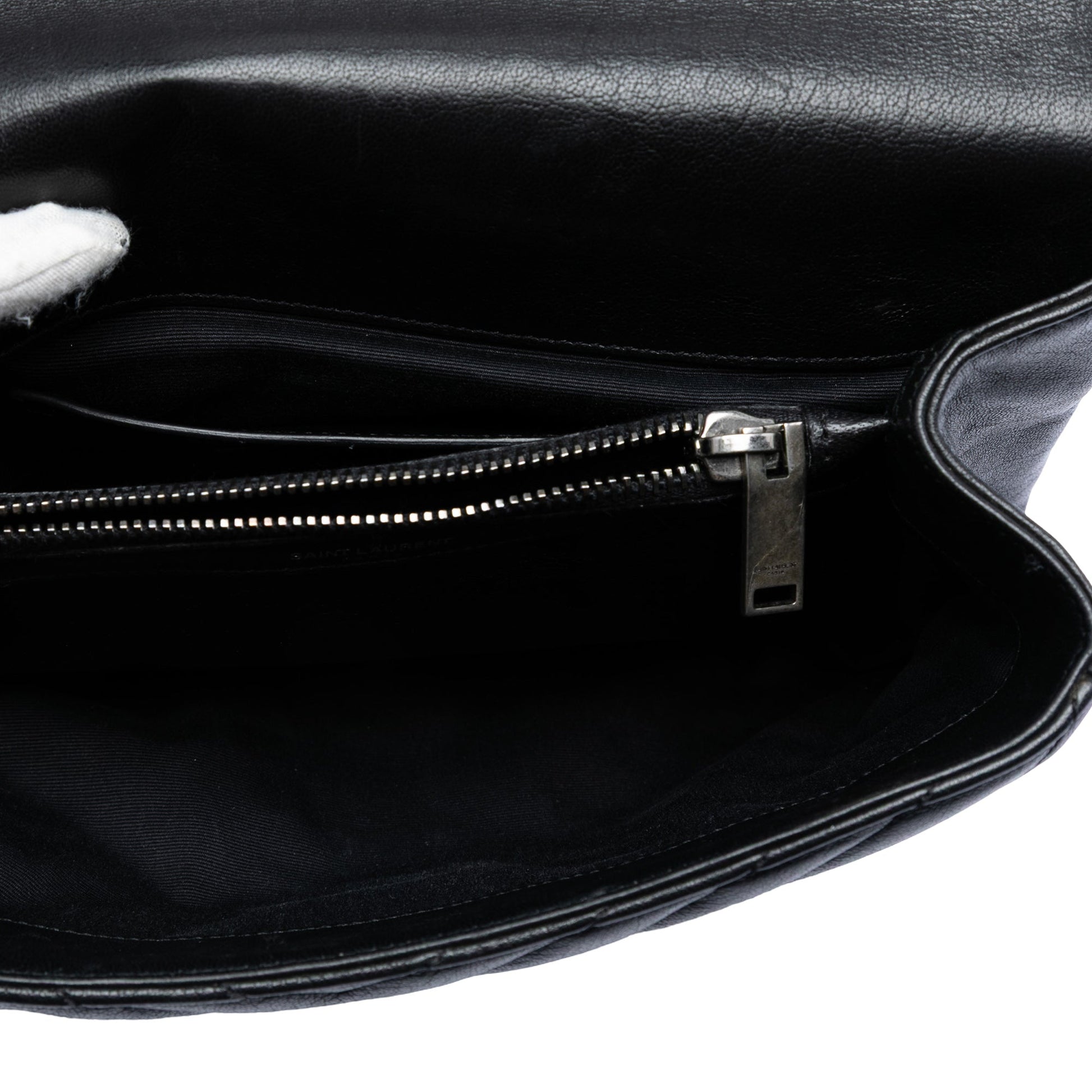 Saint Laurent Medium Chevron Sheepskin Monogram College Satchel