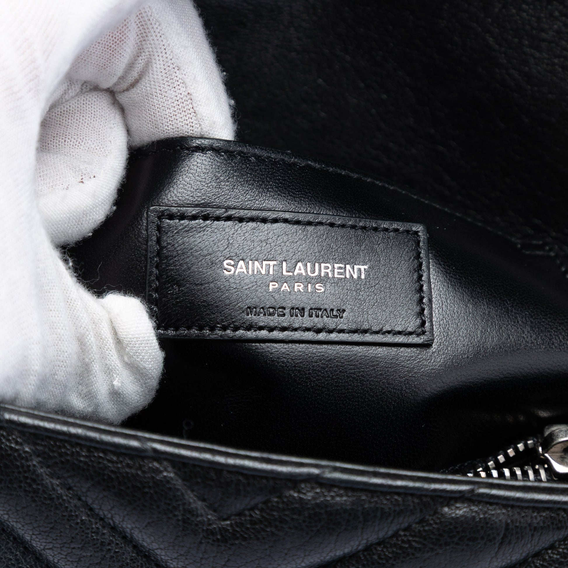 Saint Laurent Medium Chevron Sheepskin Monogram College Satchel