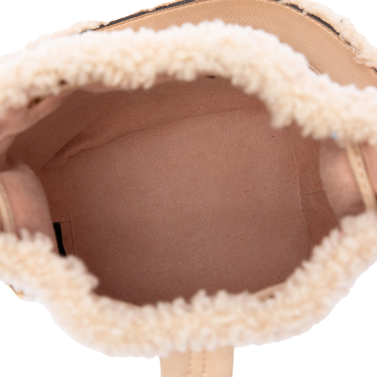 Fendi Mini Shearling Trimmed Leather Mon Tresor Bucket Bag — Brown
