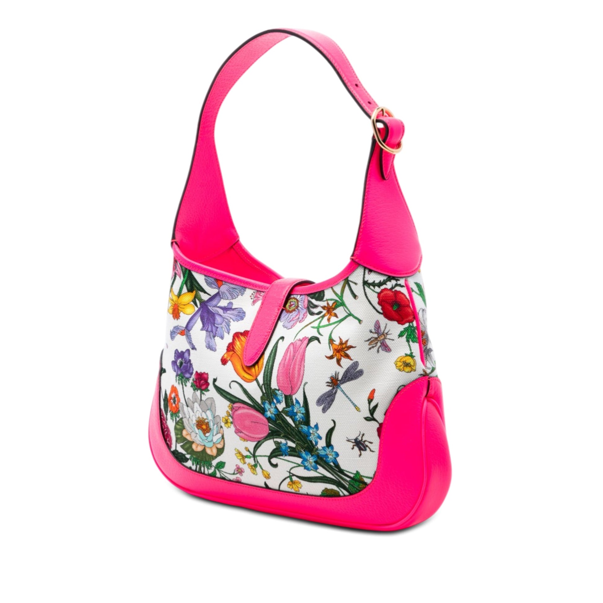 Flora Canvas Jackie O Bouvier Shoulder Bag