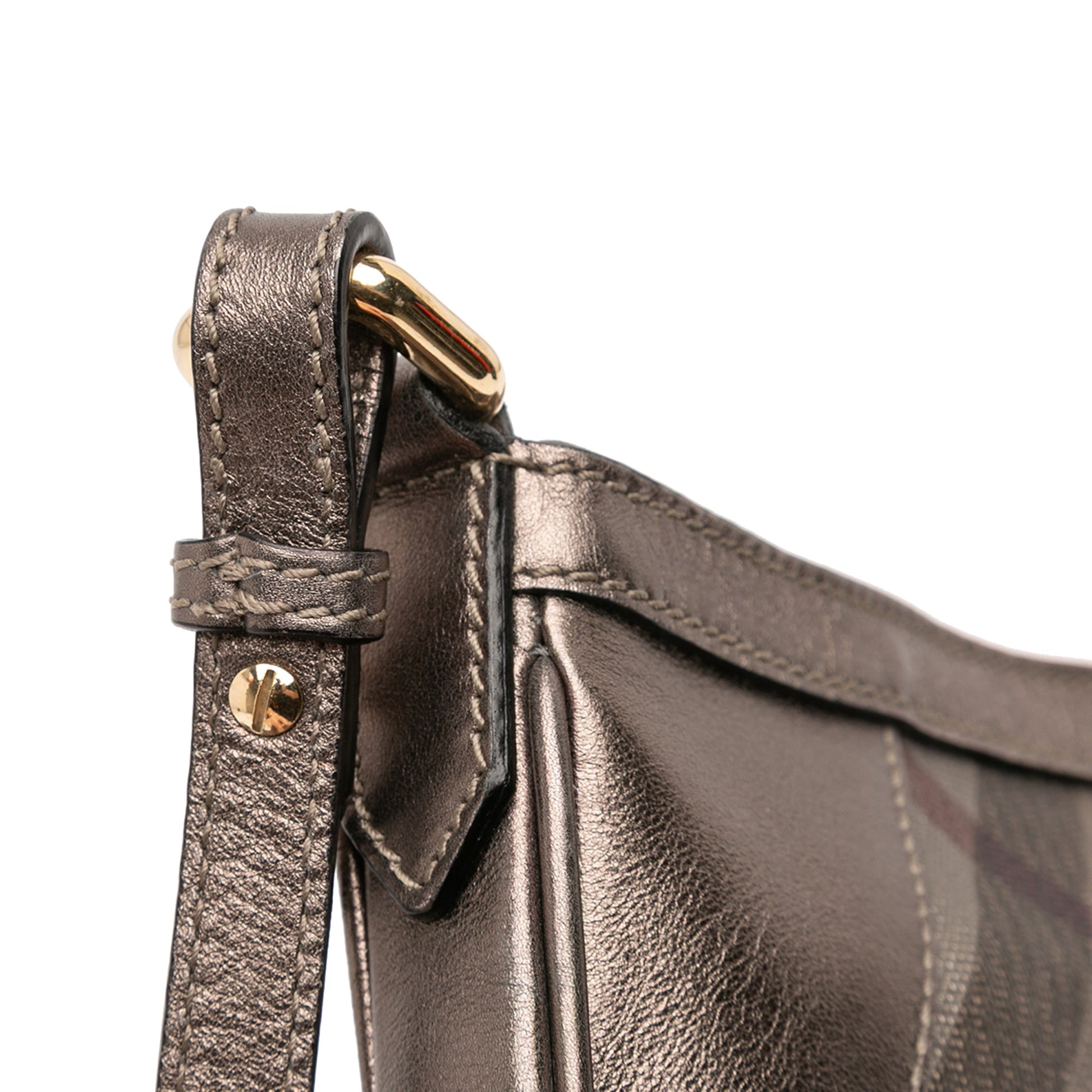 Burberry Supernova Check Canvas and Metallic Leather Crossbody
