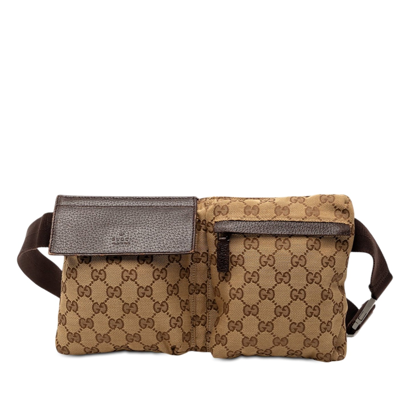 Gucci GG Canvas Double Pocket Belt Bag