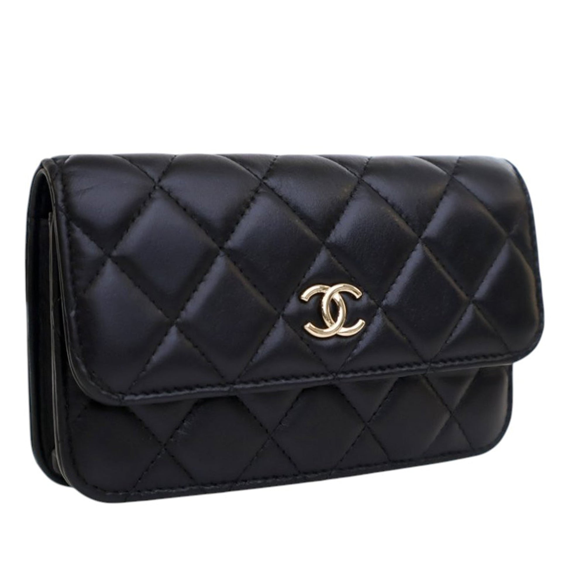 Chanel Quilted Lambskin Maxi Pearls Clutch With Chain