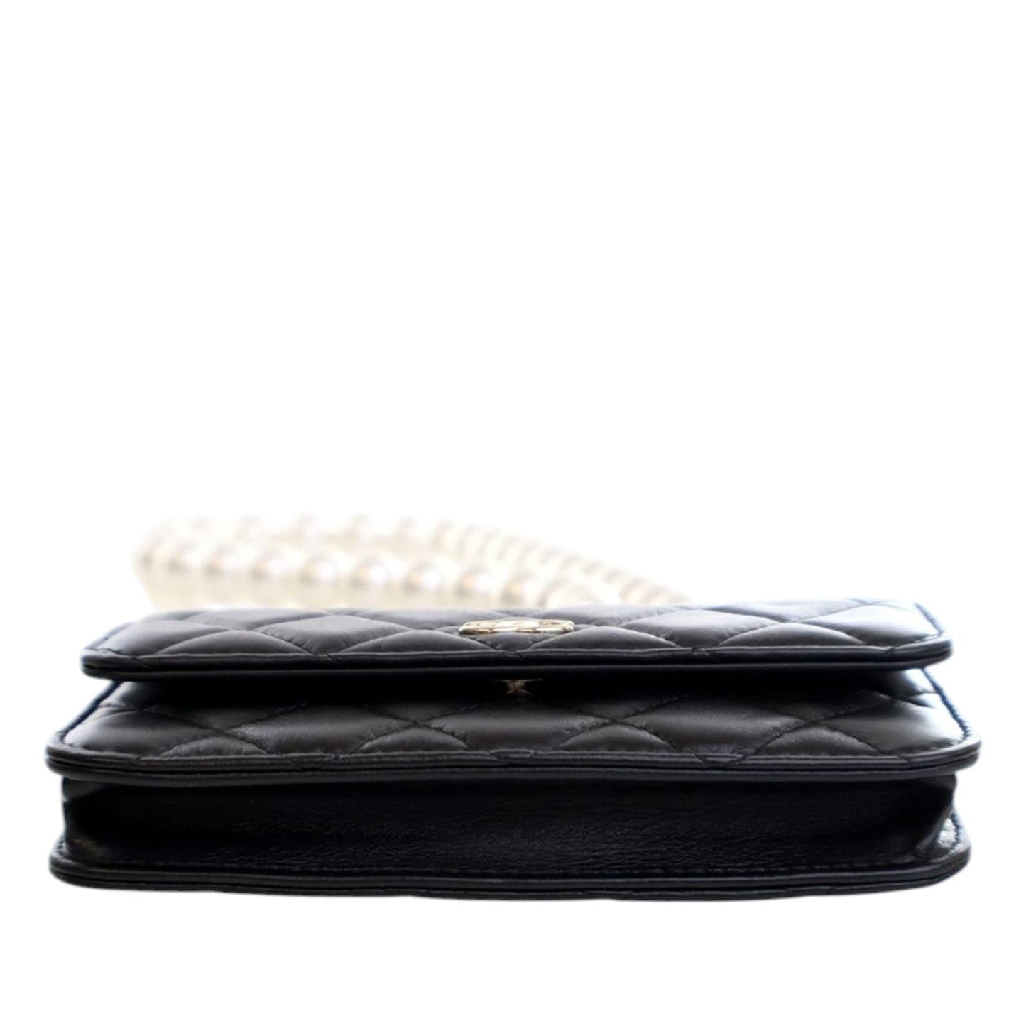 Chanel Quilted Lambskin Maxi Pearls Clutch With Chain