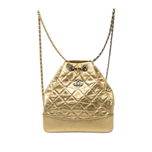 Small Quilted Metallic Aged Calfskin Gabrielle Backpack