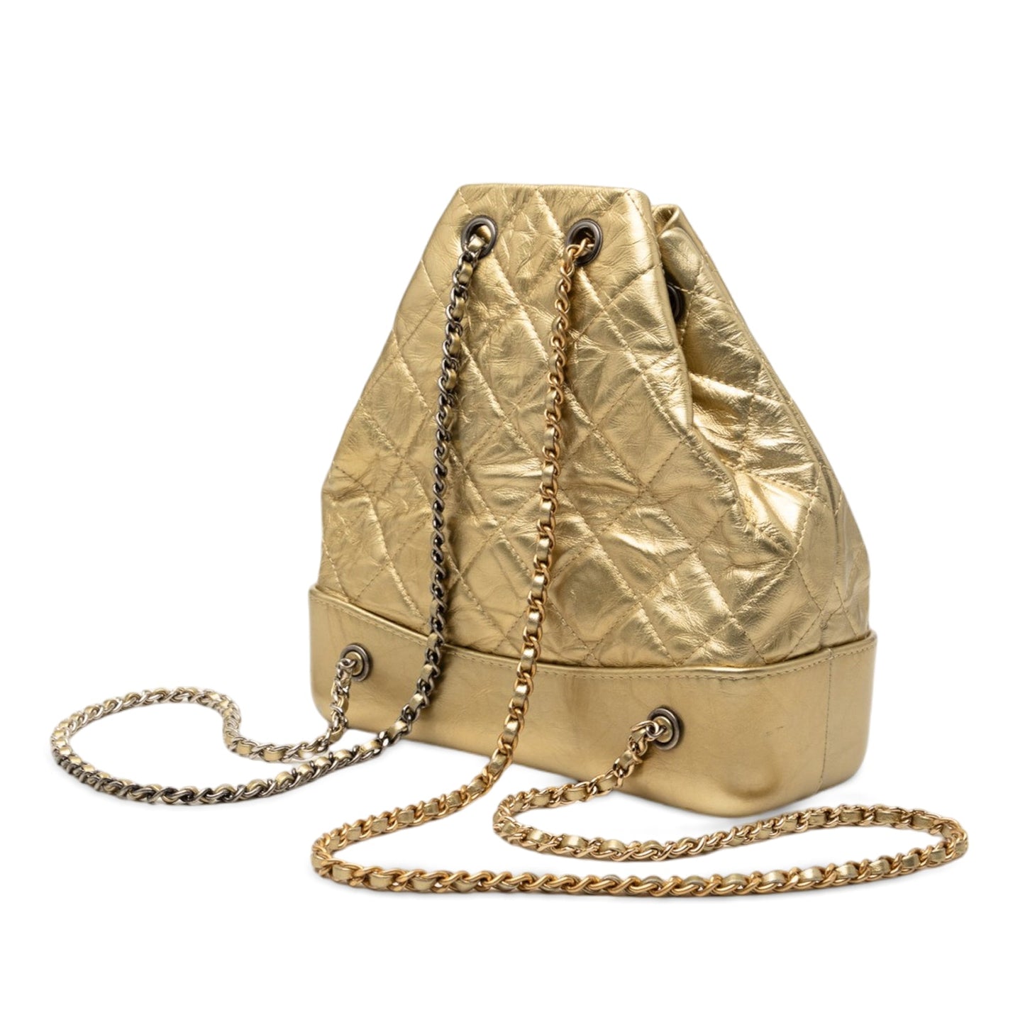 Small Quilted Metallic Aged Calfskin Gabrielle Backpack
