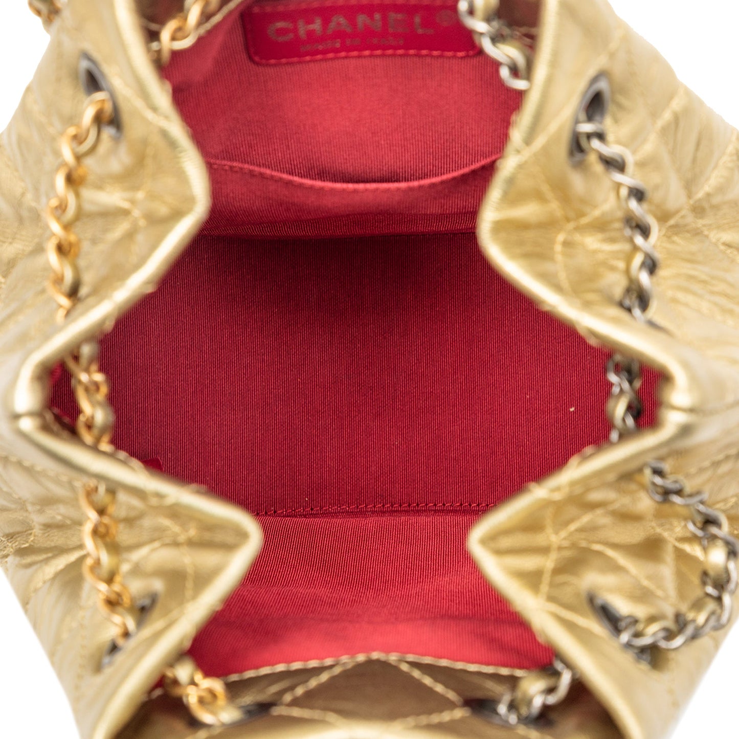 Small Quilted Metallic Aged Calfskin Gabrielle Backpack