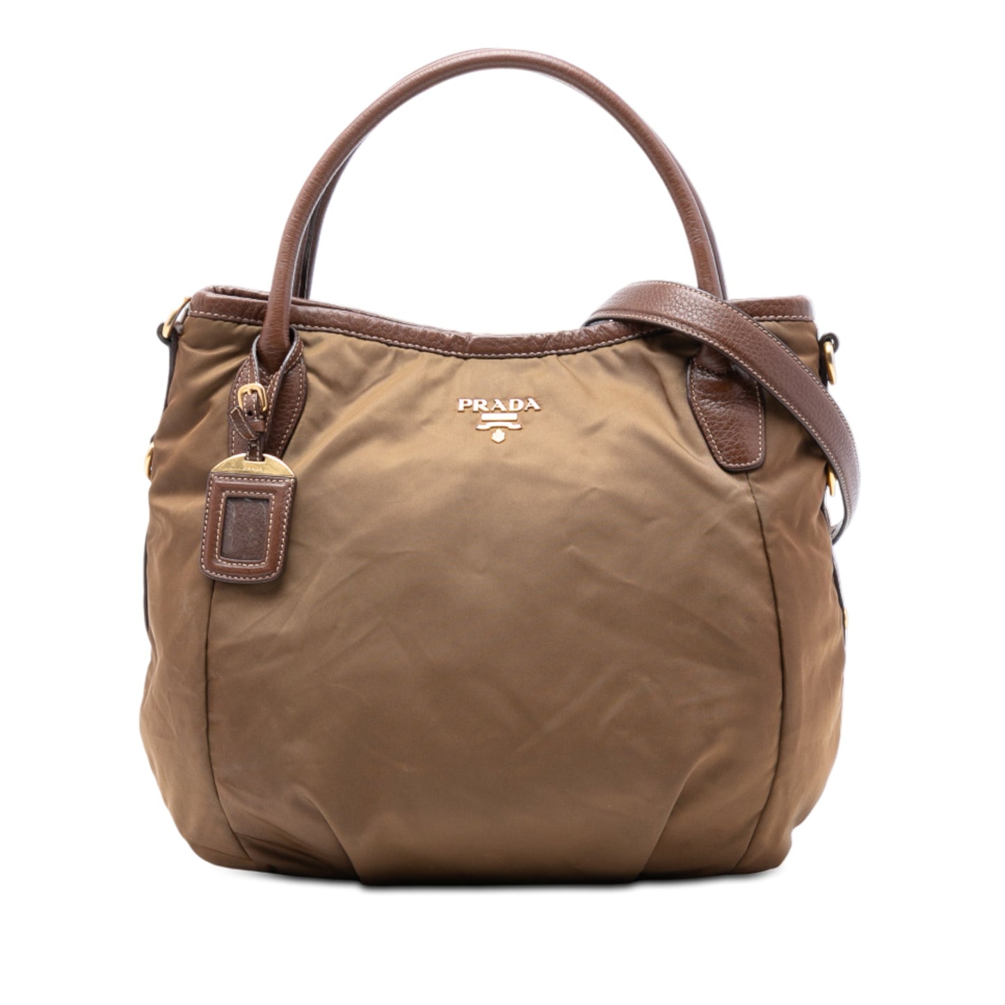 Prada Vitello Daino Trimmed Tessuto Satchel
