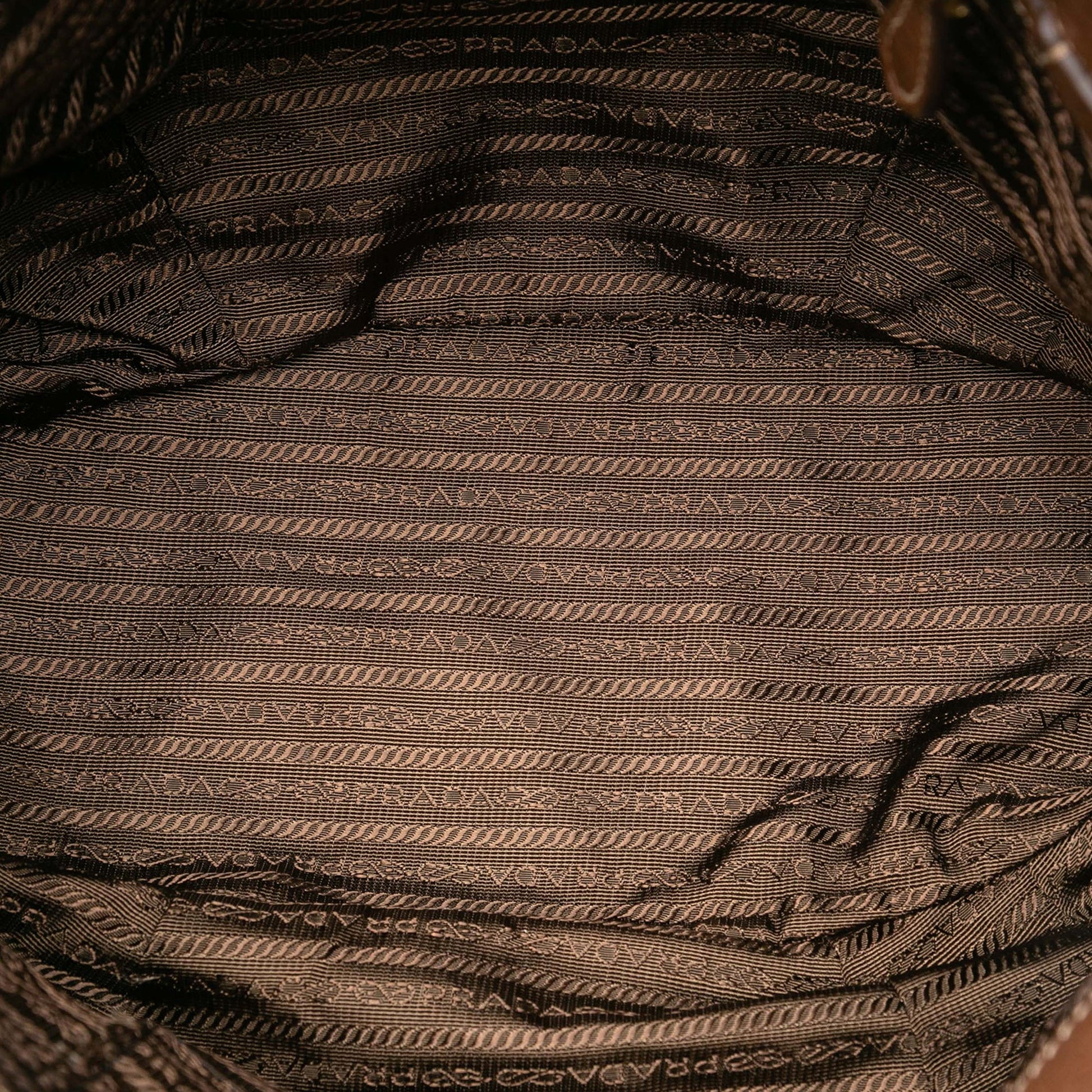 Prada Vitello Daino Trimmed Tessuto Satchel