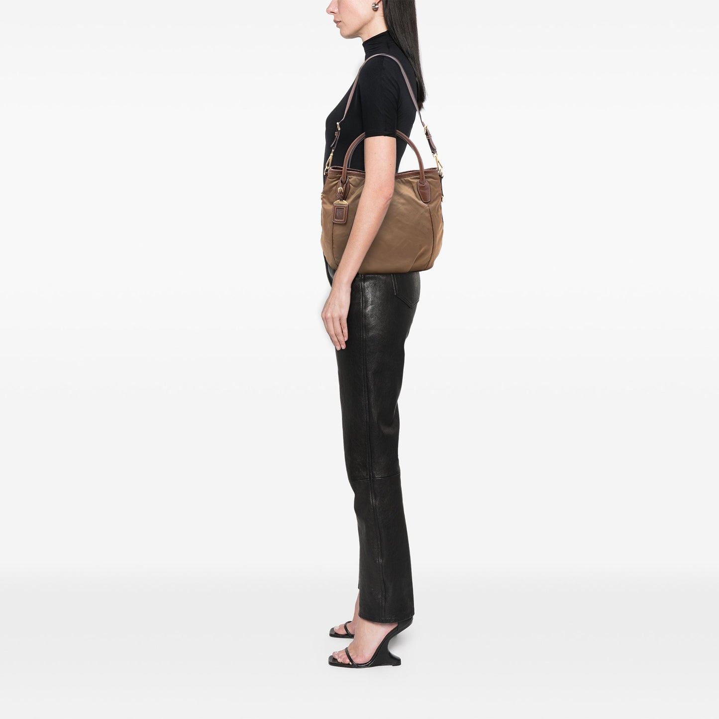 Prada Vitello Daino Trimmed Tessuto Satchel