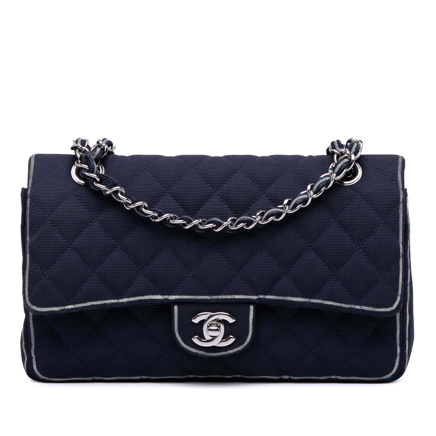 Chanel Medium Classic Printed Grosgrain Double Flap