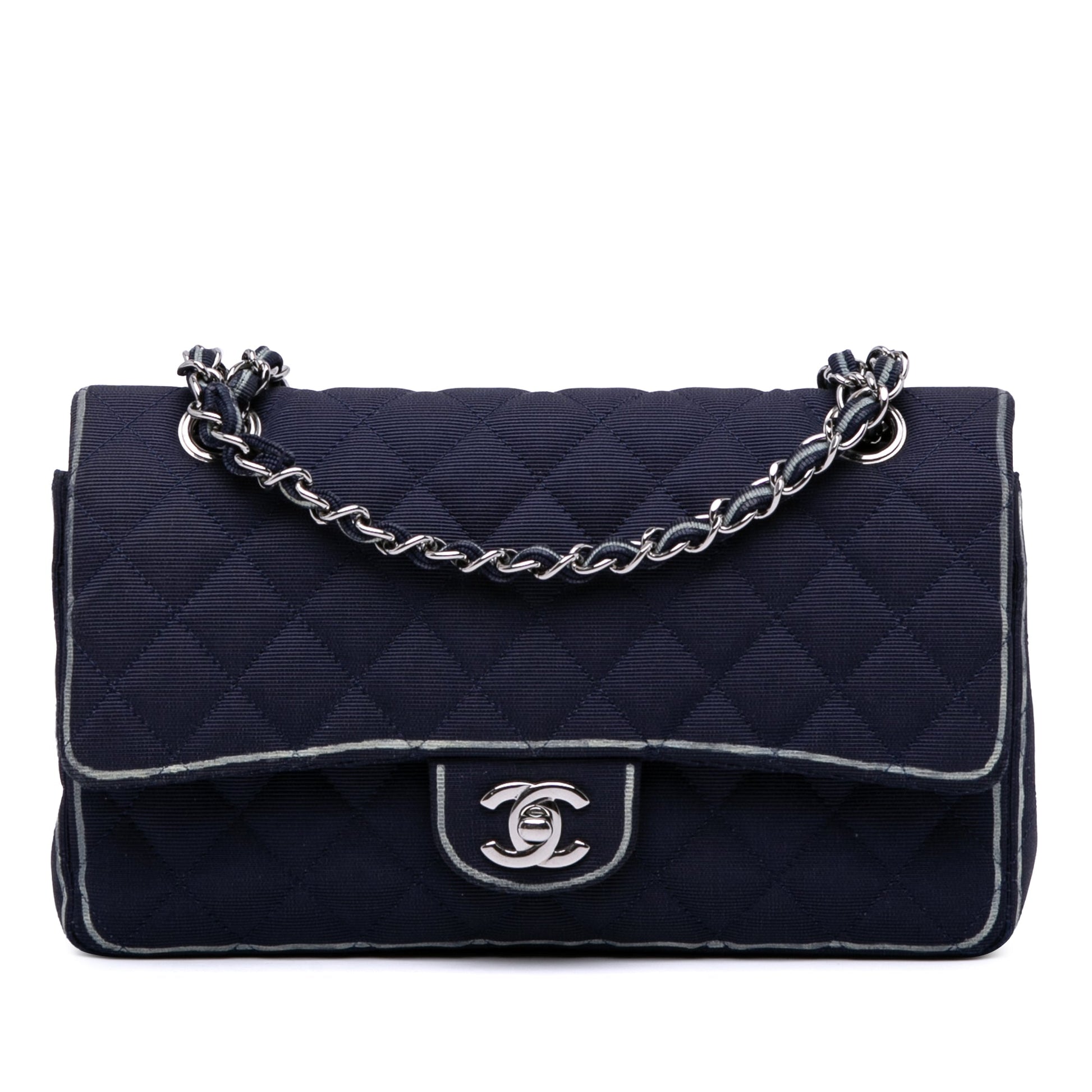 Chanel Medium Classic Printed Grosgrain Double Flap