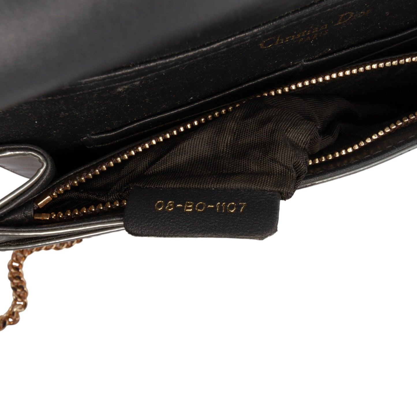 Dior Metallic Patent Microcannage Diorama Wallet on Chain