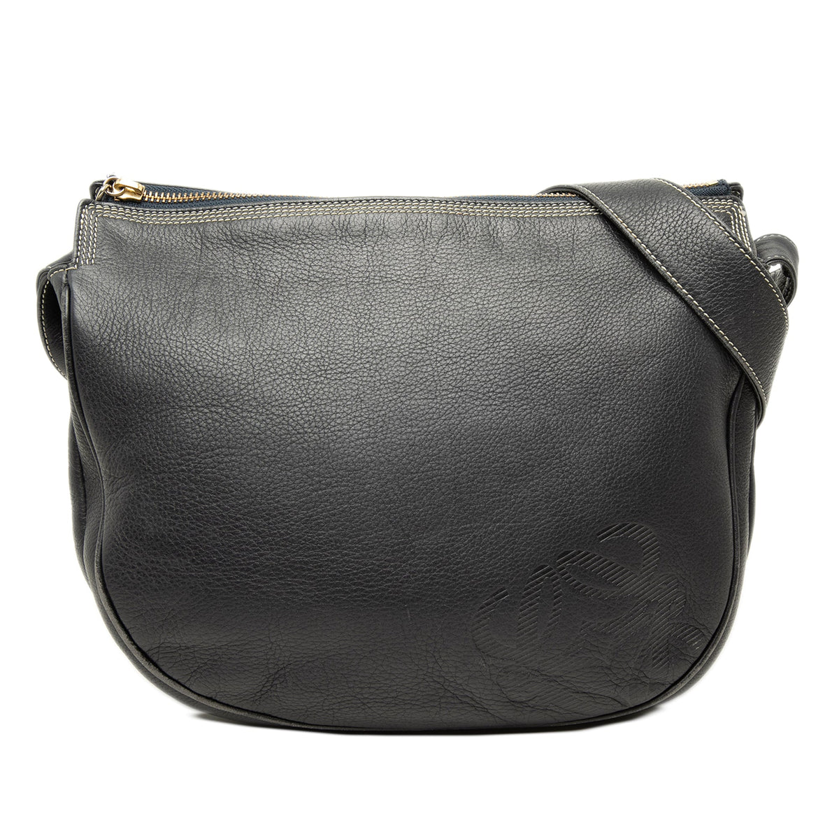 LOEWE Leather Anagram Crossbody — Black