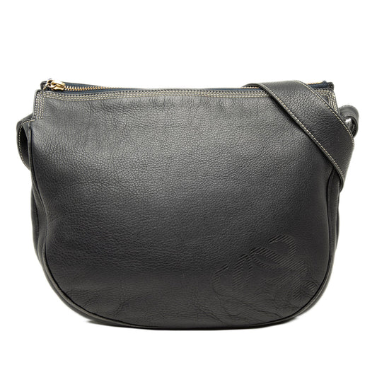 LOEWE Leather Anagram Crossbody — Black