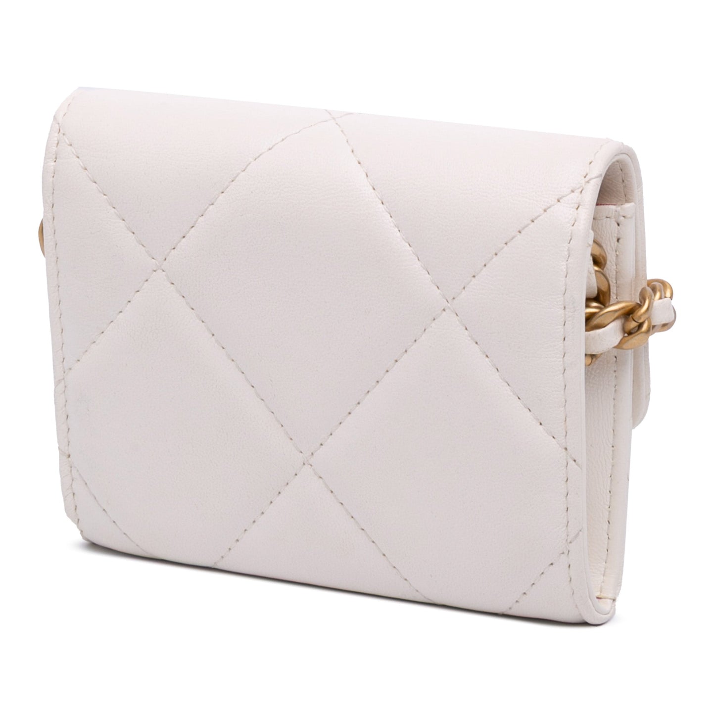 Chanel Quilted Lambskin Chanel 19 Card Holder On Chain