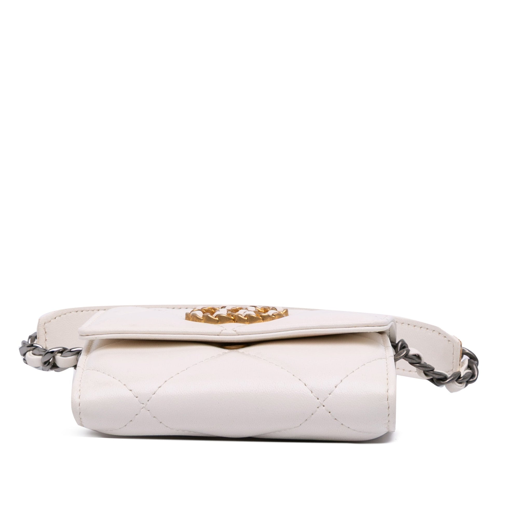 Chanel Quilted Lambskin Chanel 19 Card Holder On Chain