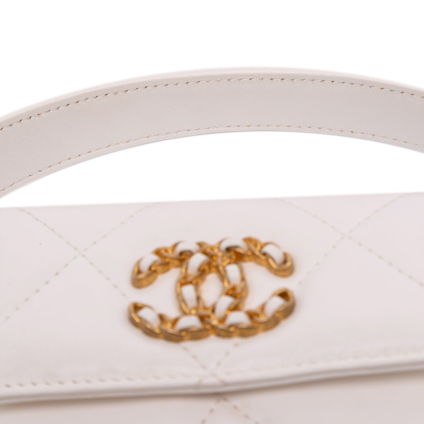 Chanel Quilted Lambskin Chanel 19 Card Holder On Chain