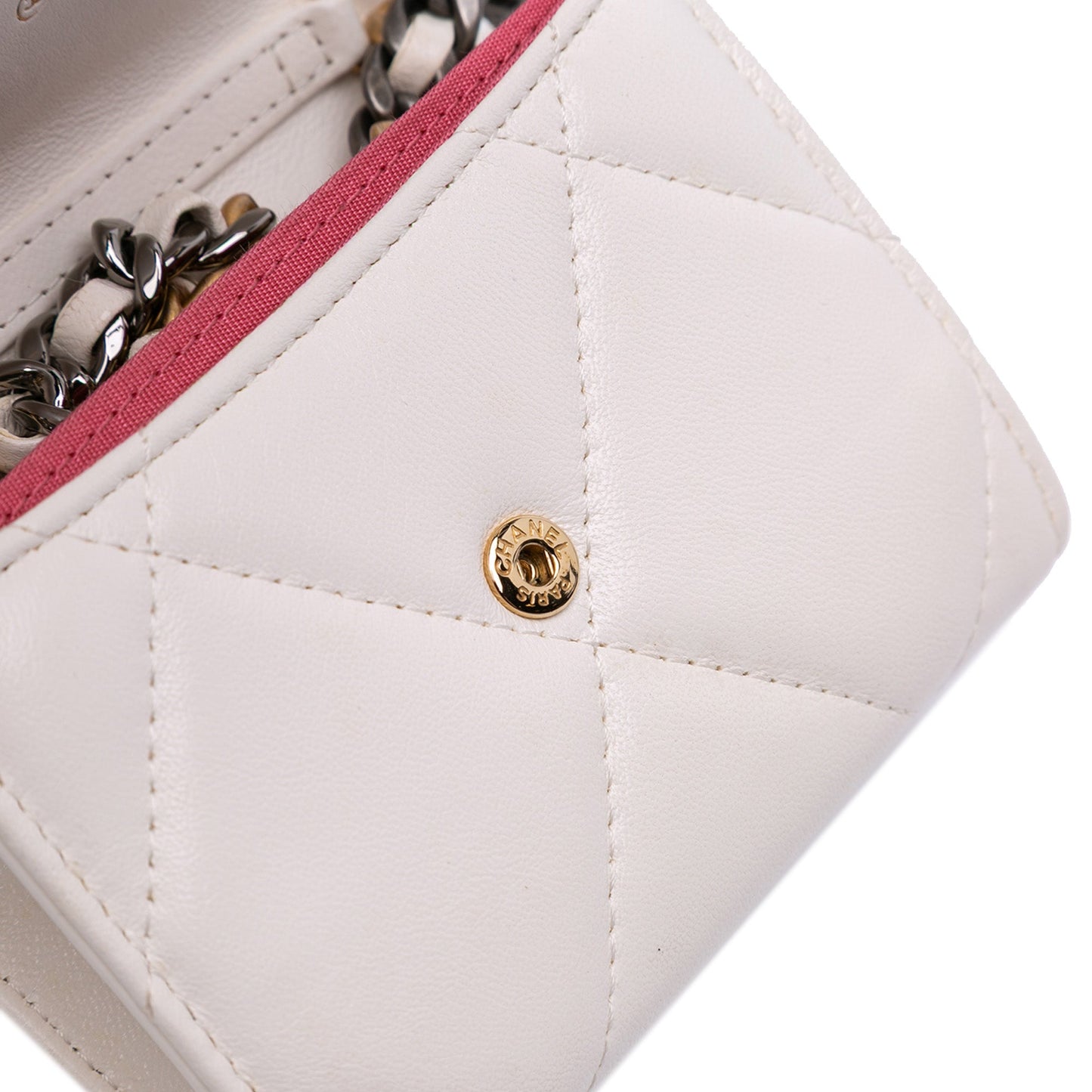 Chanel Quilted Lambskin Chanel 19 Card Holder On Chain