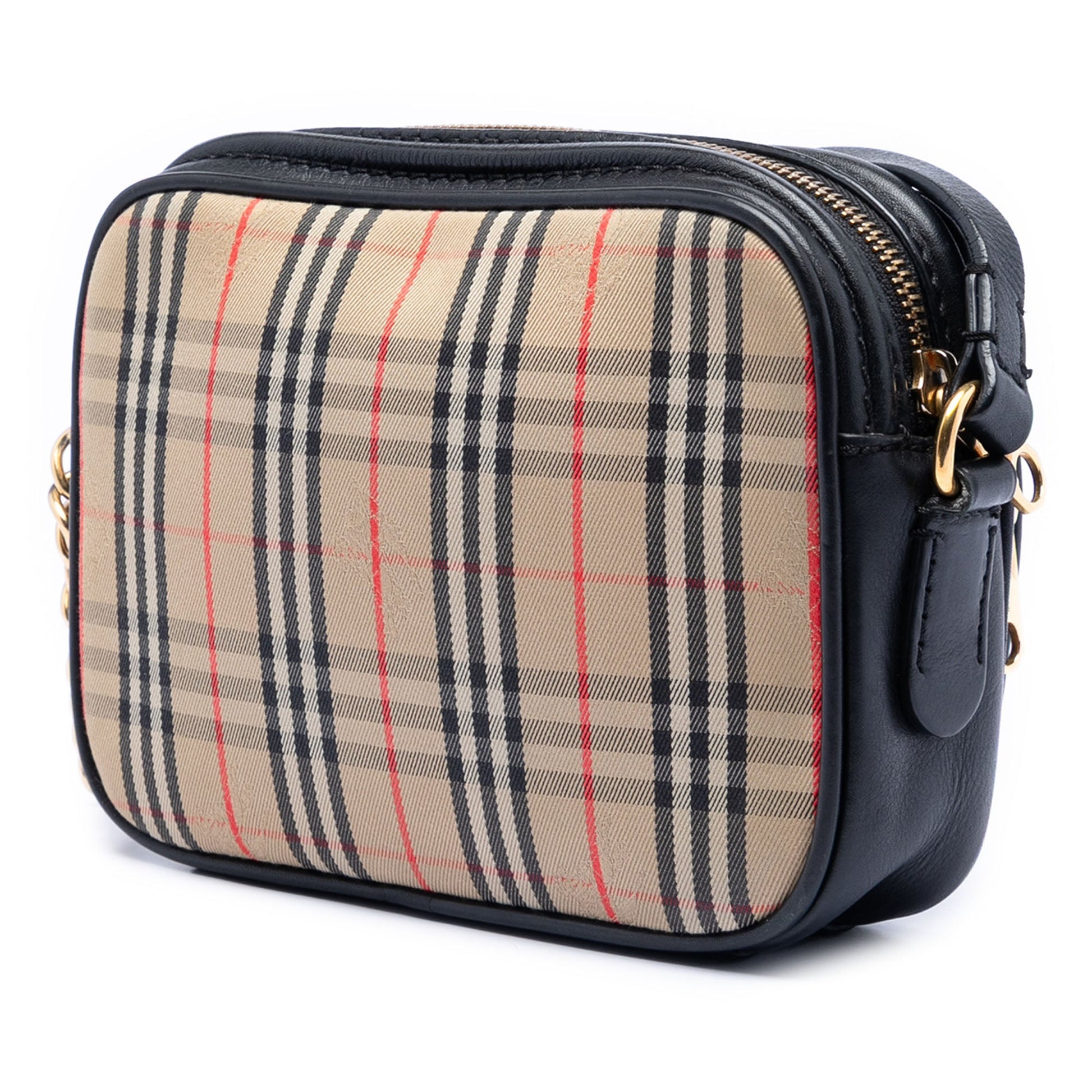 Burberry 1983 Knight Check Canvas and Calfskin Link Camera Bag