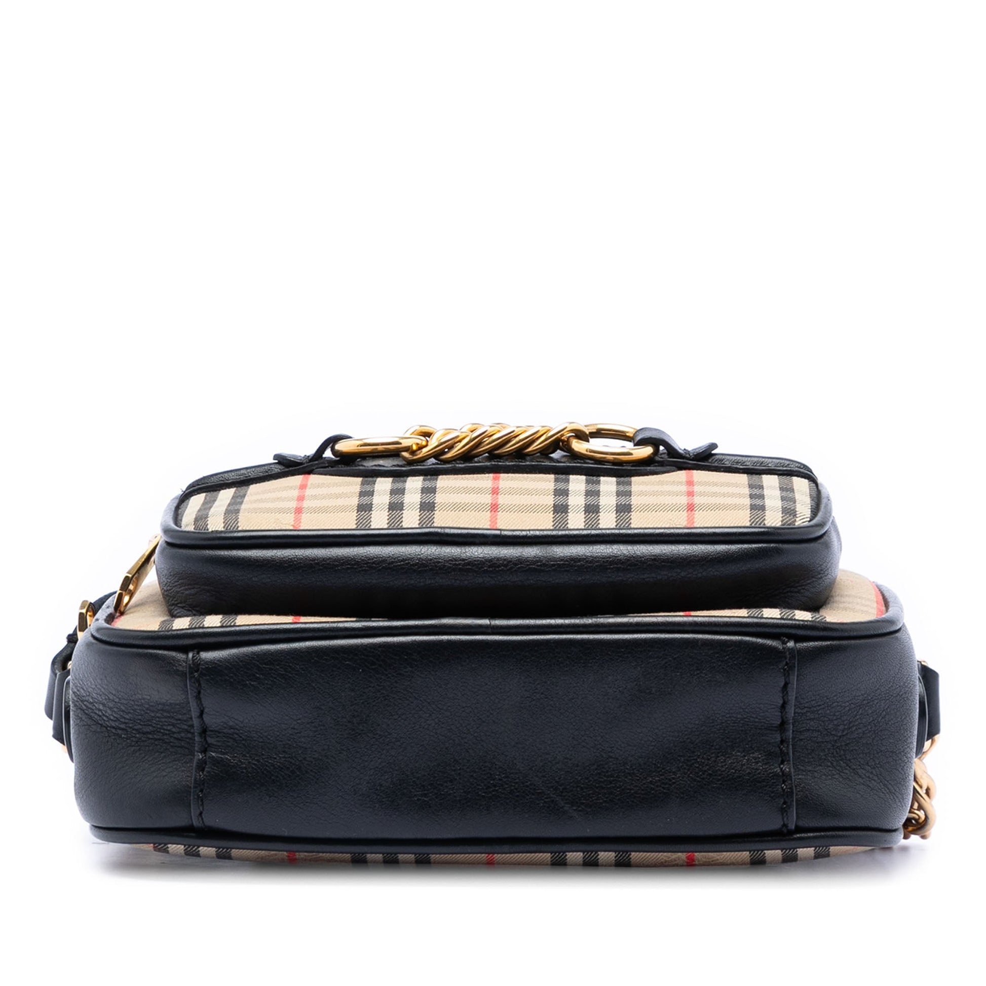 Burberry 1983 Knight Check Canvas and Calfskin Link Camera Bag
