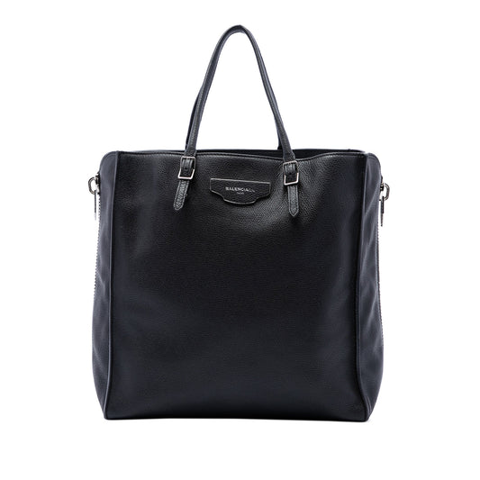 Balenciaga Leather Papier A5 Side Zip Tote — Black