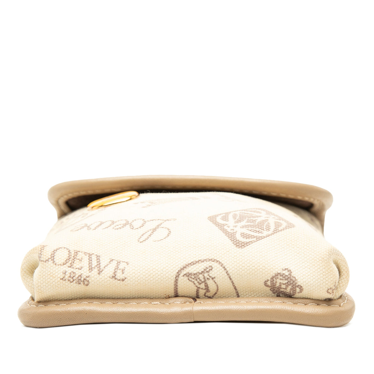 LOEWE 160th Anniversary Suede Trimmed Canvas Crossbody — Beige