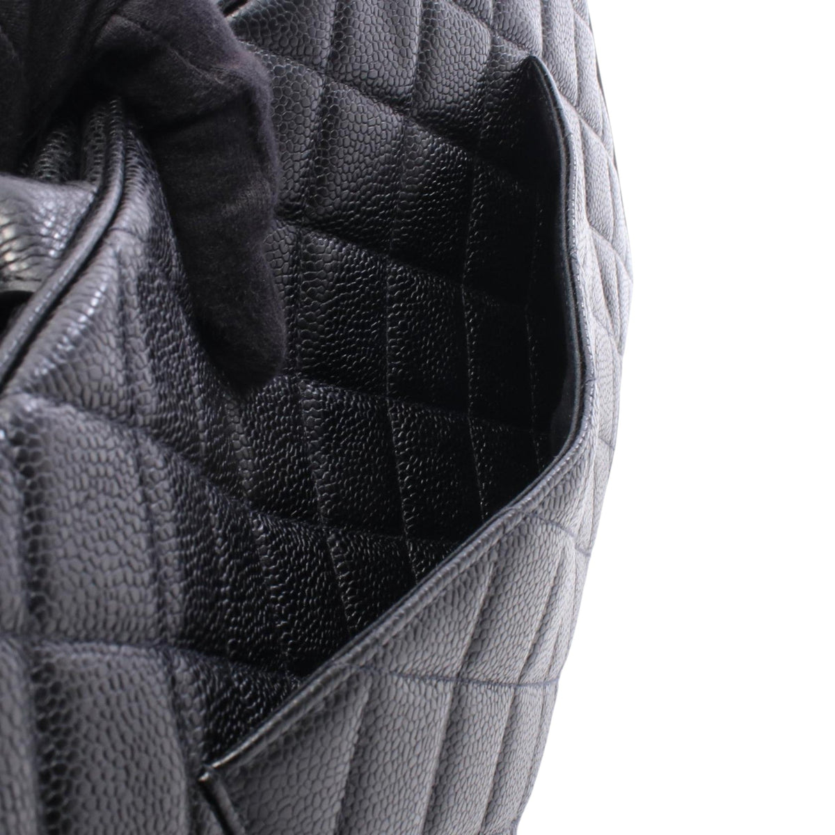 Chanel Large CC Quilted Caviar Bowler Bag — Black