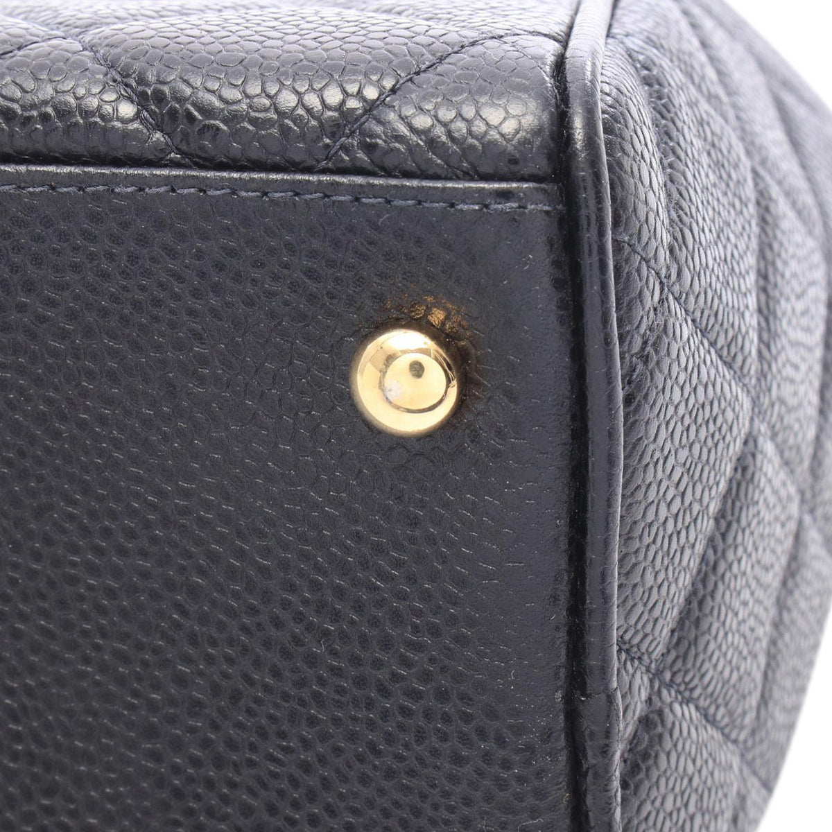 Chanel Large CC Quilted Caviar Bowler Bag — Black