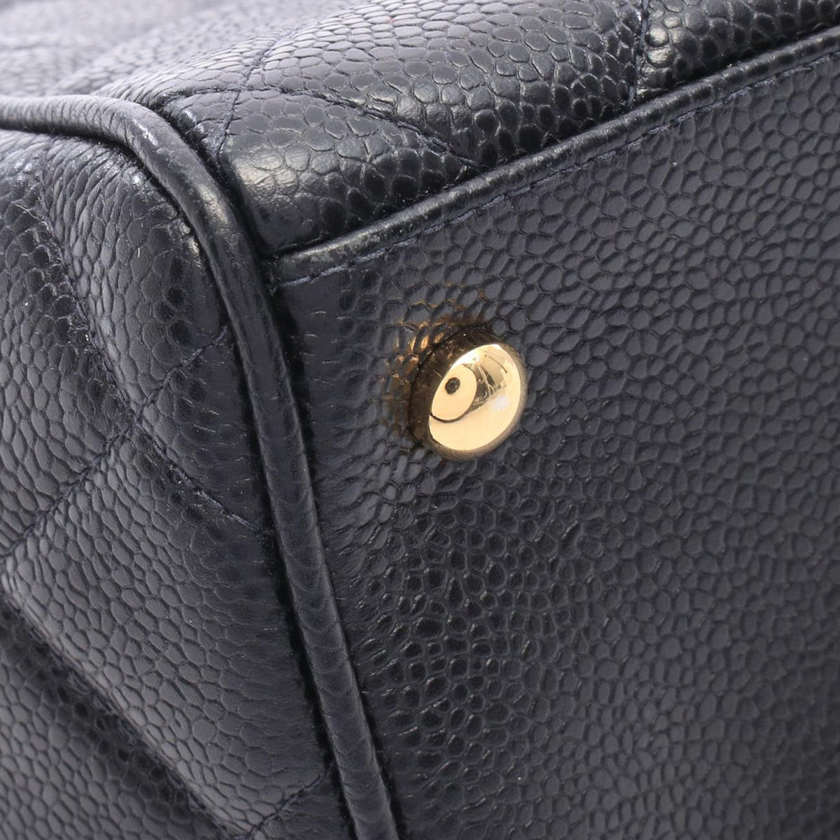 Chanel Large CC Quilted Caviar Bowler Bag — Black