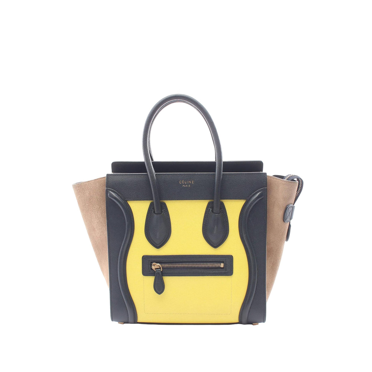 Celine Micro Tricolor Calfskin and Suede Luggage Tote — Yellow