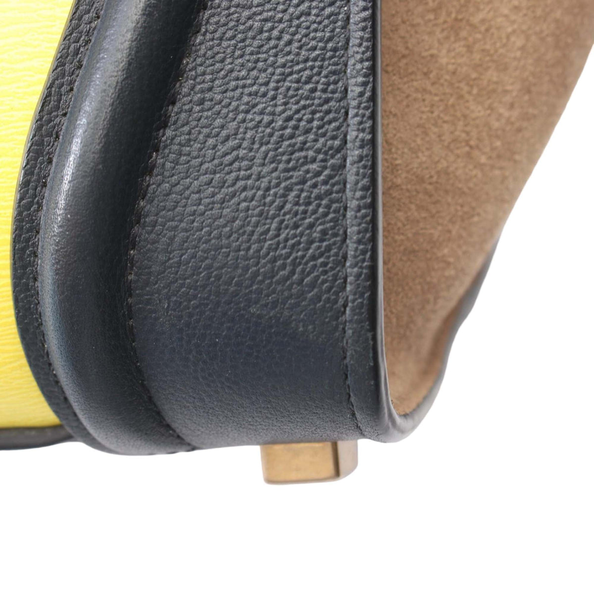 Celine Micro Tricolor Calfskin and Suede Luggage Tote — Yellow