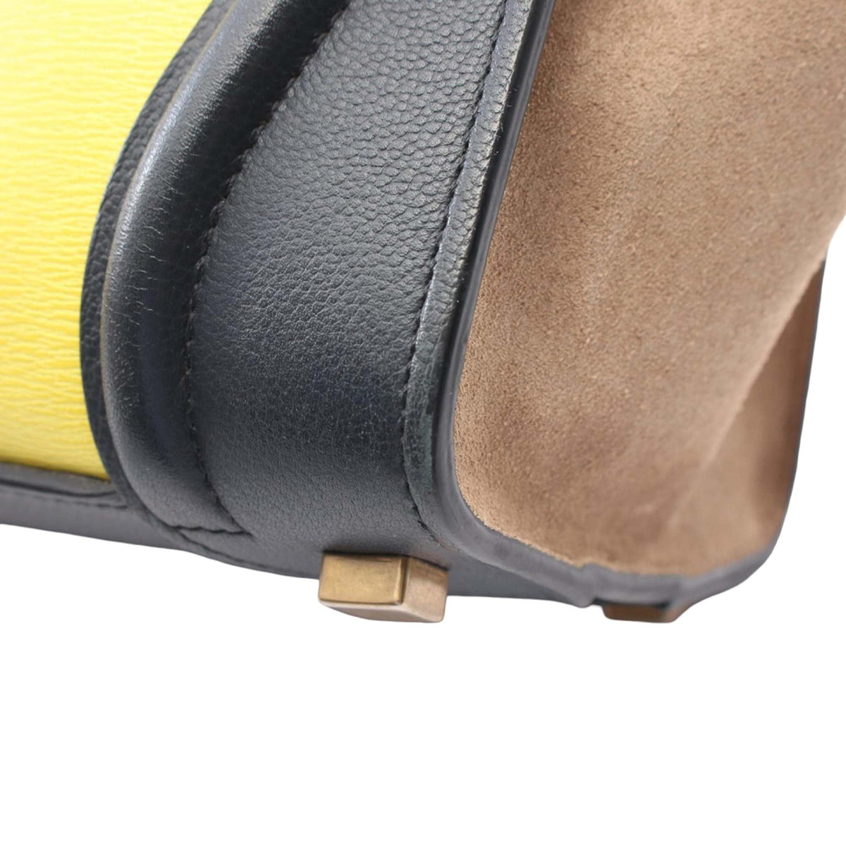 Celine Micro Tricolor Calfskin and Suede Luggage Tote — Yellow