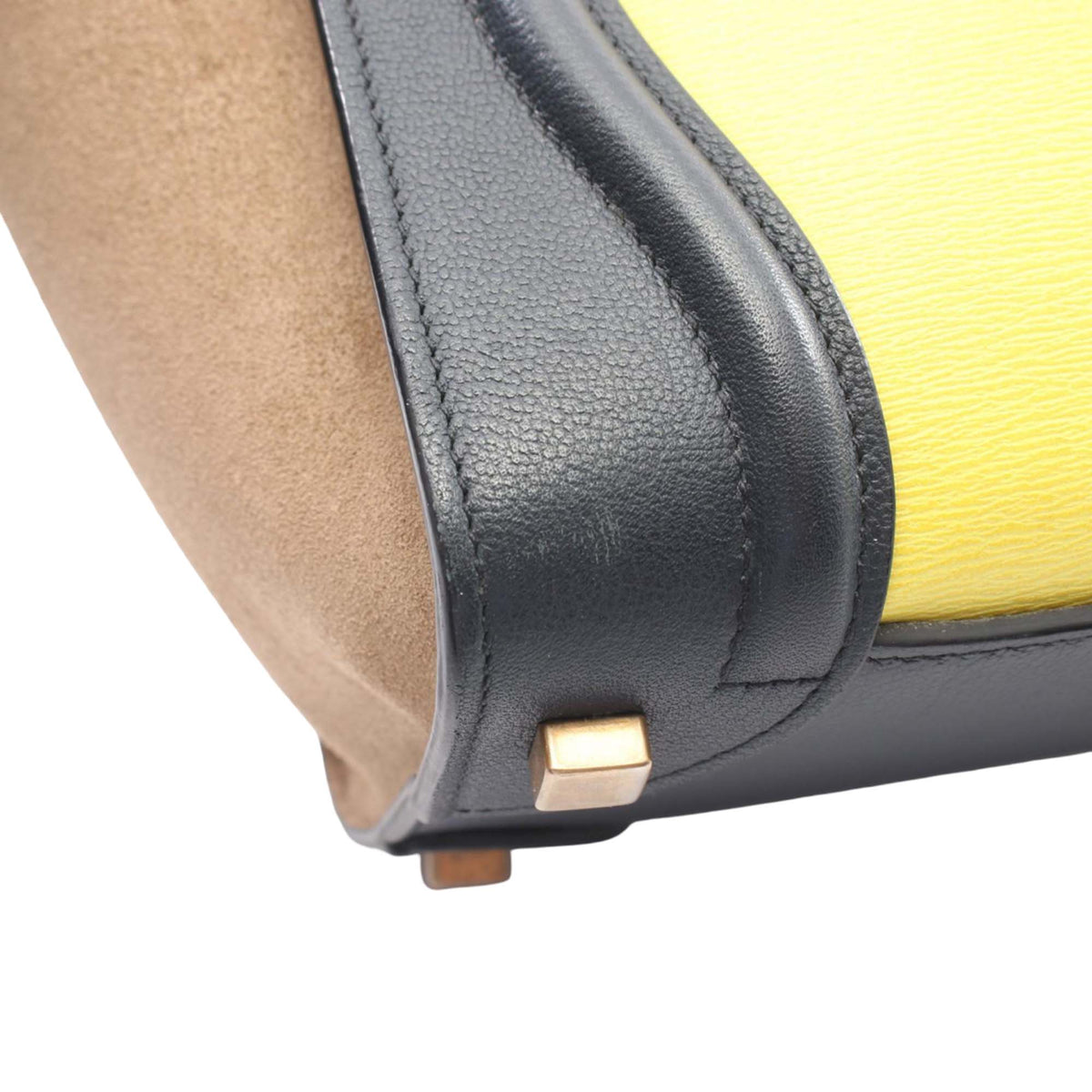 Celine Micro Tricolor Calfskin and Suede Luggage Tote — Yellow