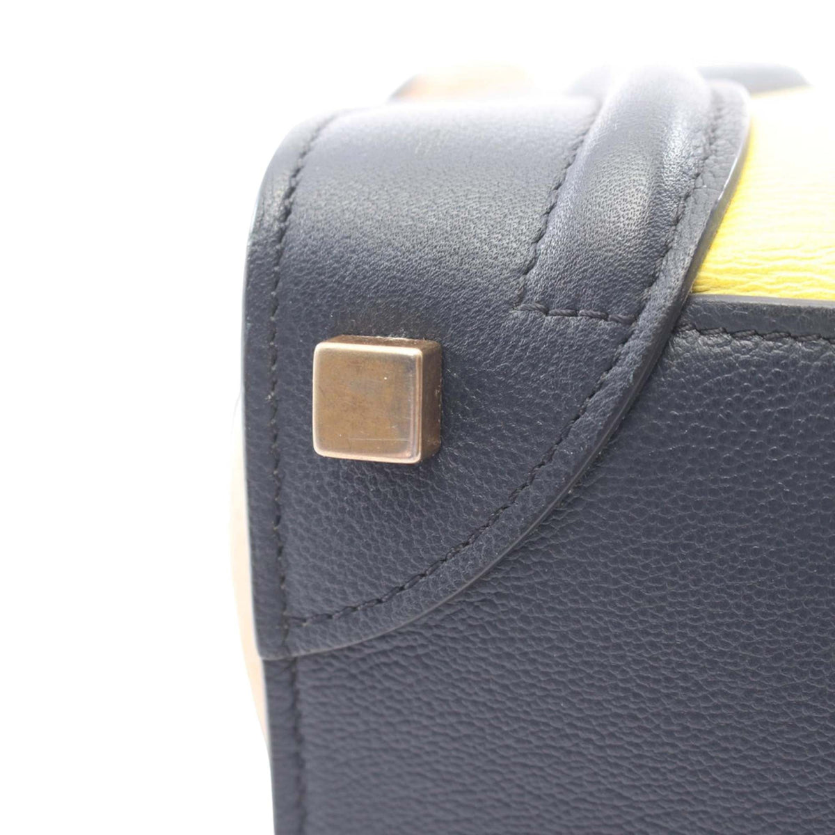 Celine Micro Tricolor Calfskin and Suede Luggage Tote — Yellow