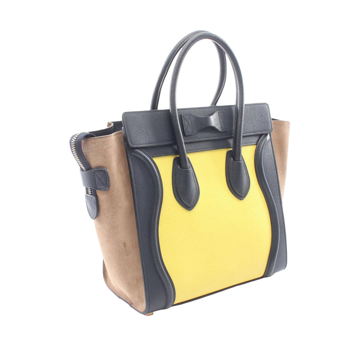 Celine Micro Tricolor Calfskin and Suede Luggage Tote — Yellow