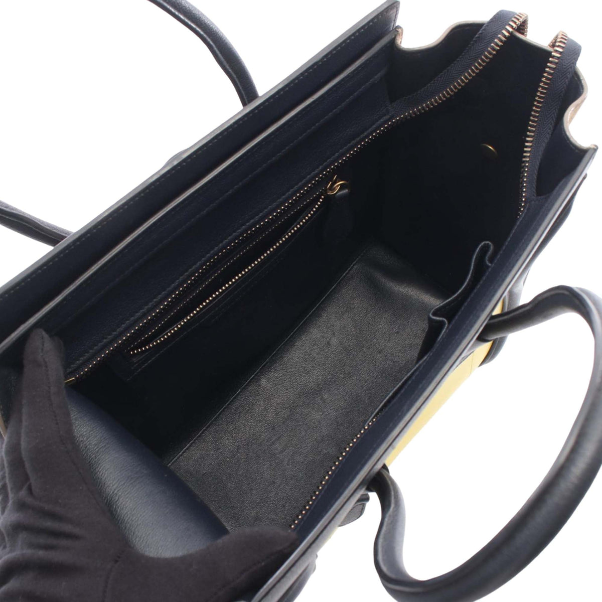 Celine Micro Tricolor Calfskin and Suede Luggage Tote — Yellow