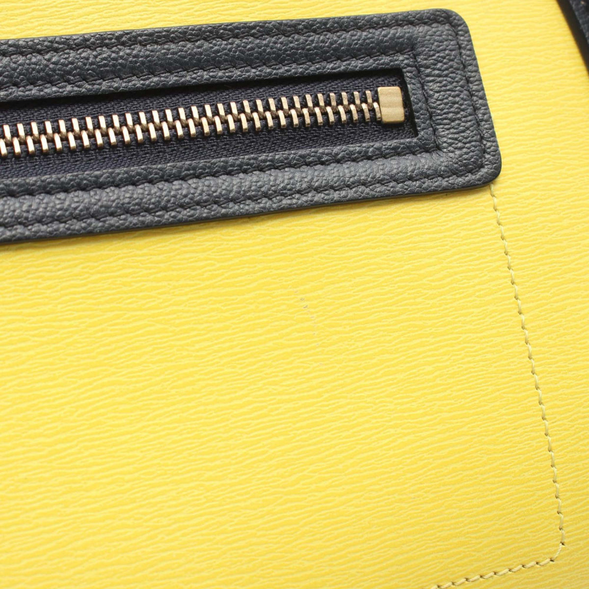 Celine Micro Tricolor Calfskin and Suede Luggage Tote — Yellow