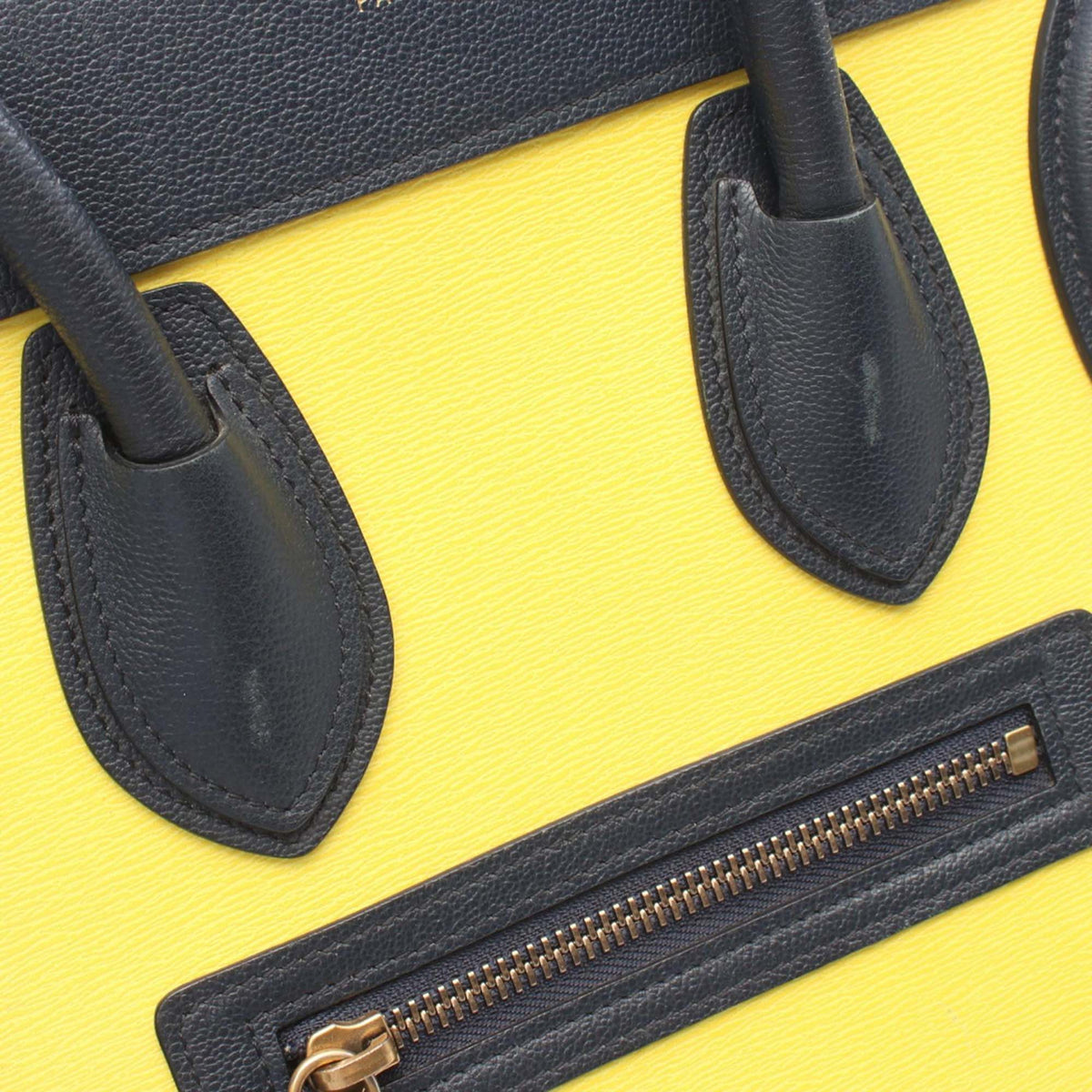 Celine Micro Tricolor Calfskin and Suede Luggage Tote — Yellow