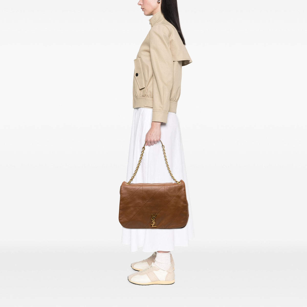 Saint Laurent Large Quilted Lambskin Jamie 4.3 Shoulder Bag — Brown