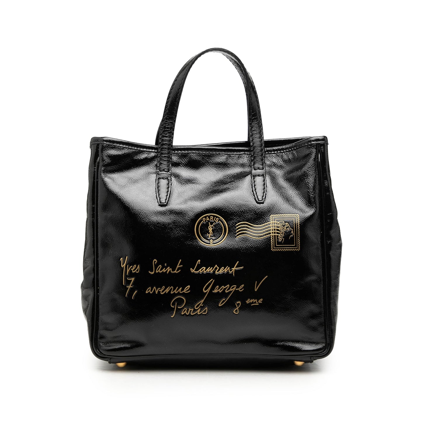 Saint Laurent Small Textured Patent Y Mail Tote