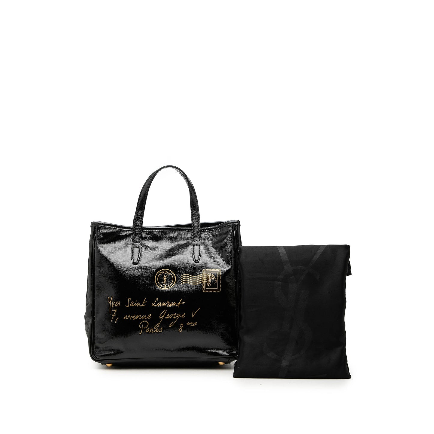 Saint Laurent Small Textured Patent Y Mail Tote