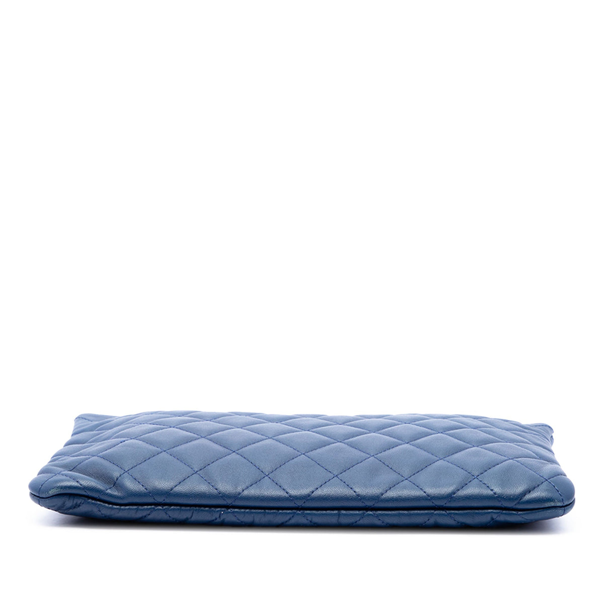 Chanel Medium Quilted Lambskin O Case Clutch — Blue