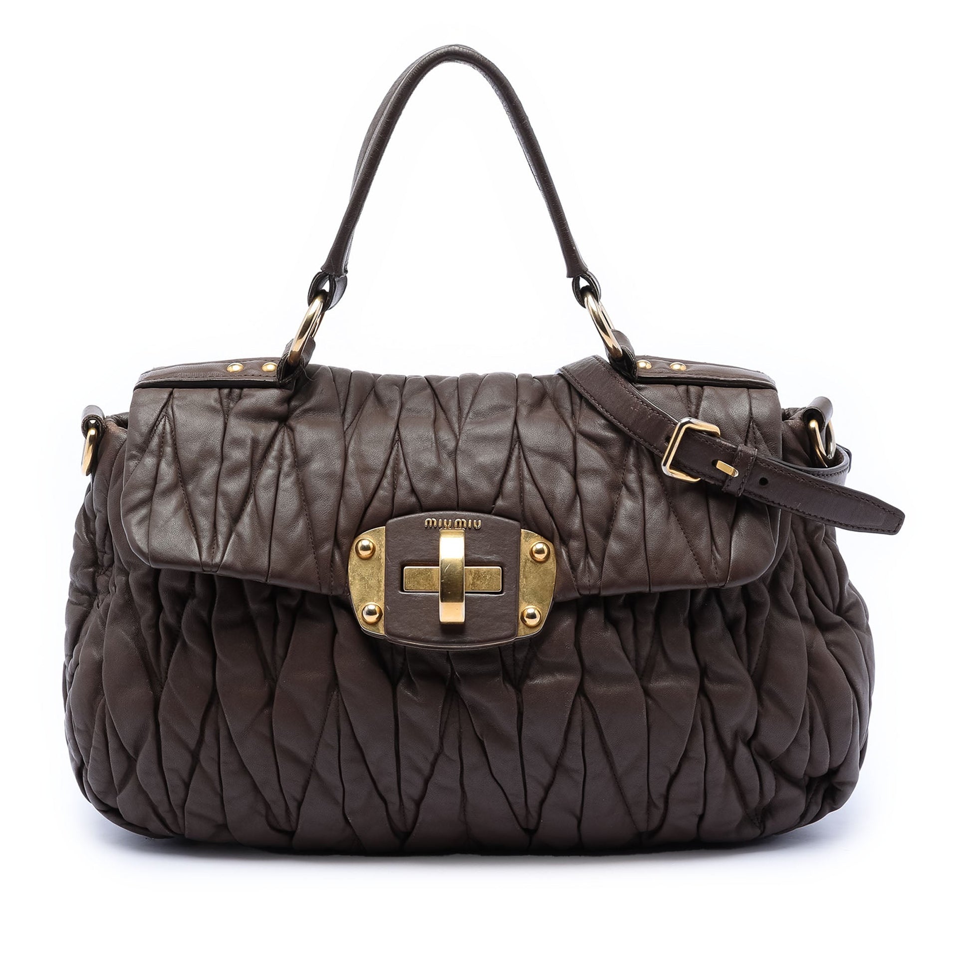 Matelasse Leather Turnlock Satchel