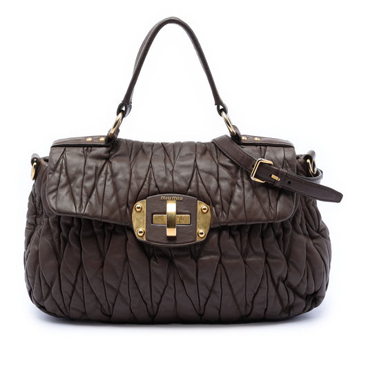 Matelasse Leather Turnlock Satchel
