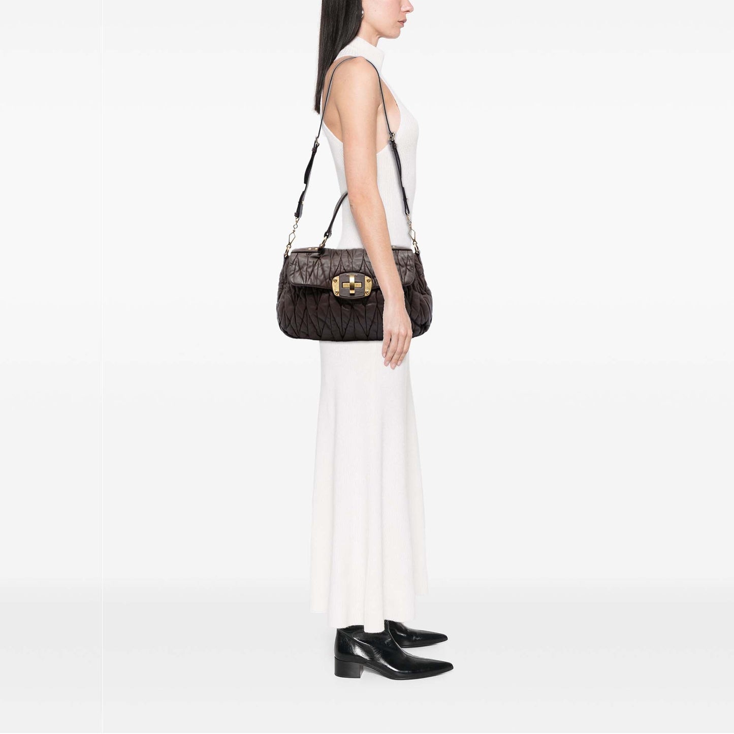 Matelasse Leather Turnlock Satchel