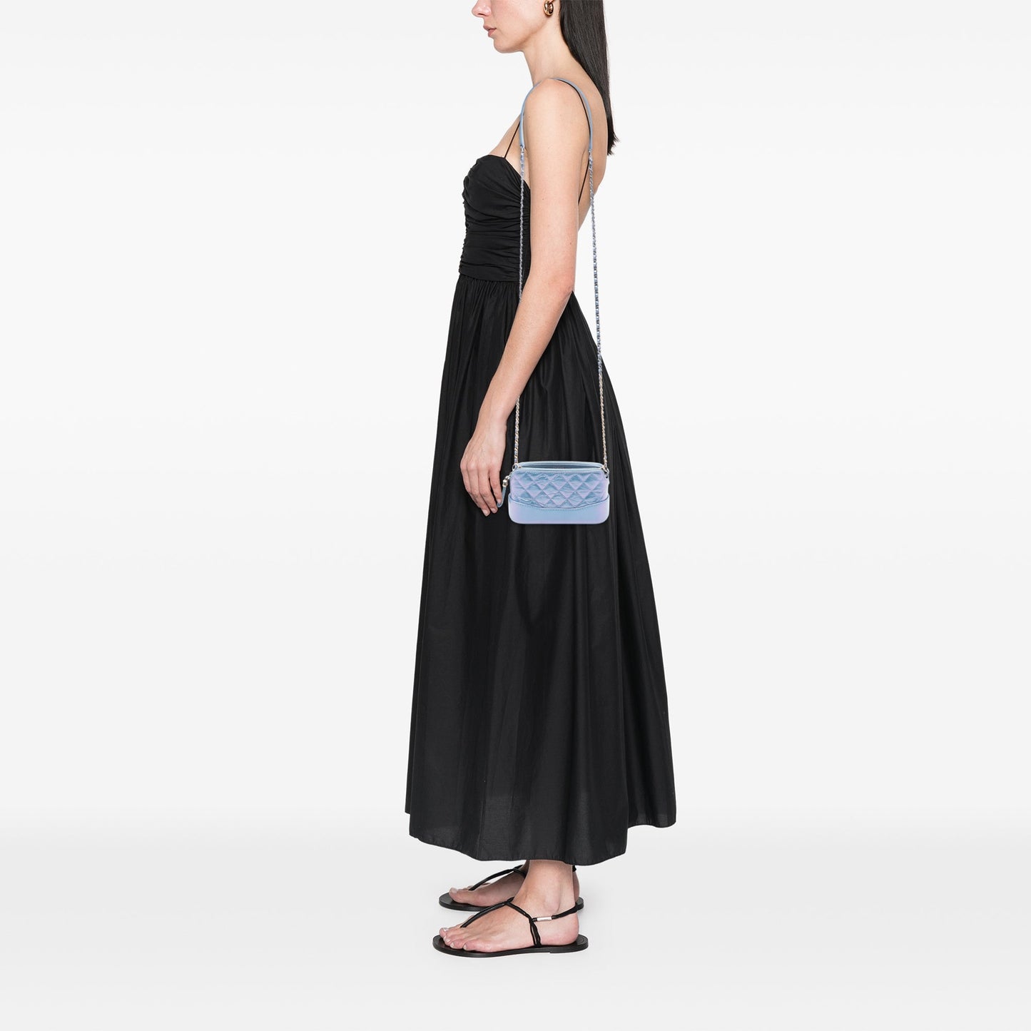 Chanel Iridescent Aged Calfskin Gabrielle Double Zip Clutch with Chain