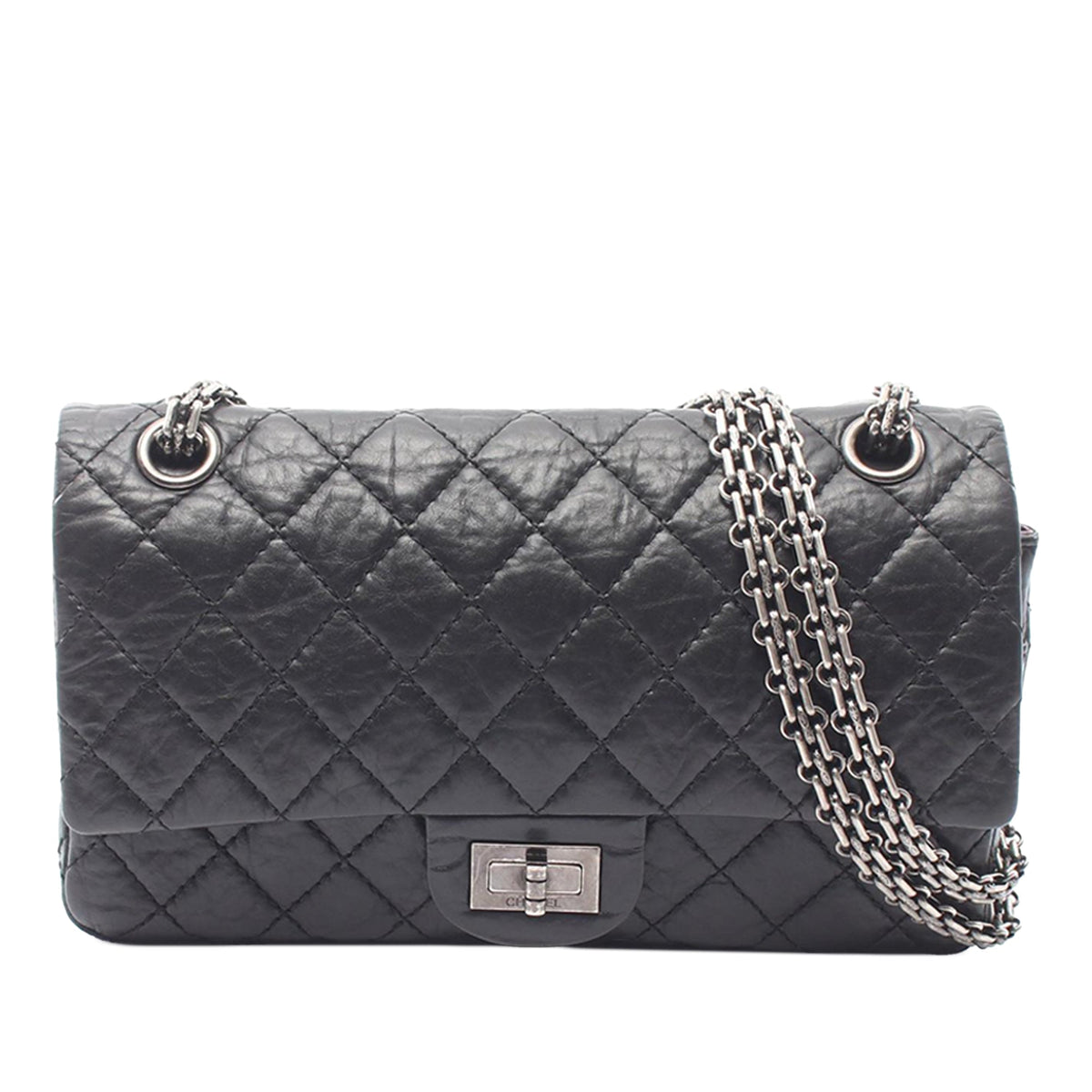 Chanel Quilted Aged Calfskin Reissue 2.55 Double Flap 226 — Black